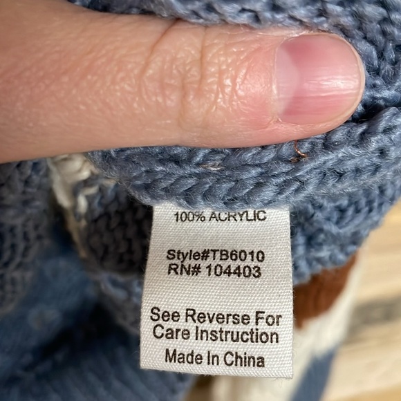 Blu Pepper size Large Multicolor Striped Super Soft Mock-neck Oversized Sweater - Picture 6 of 8